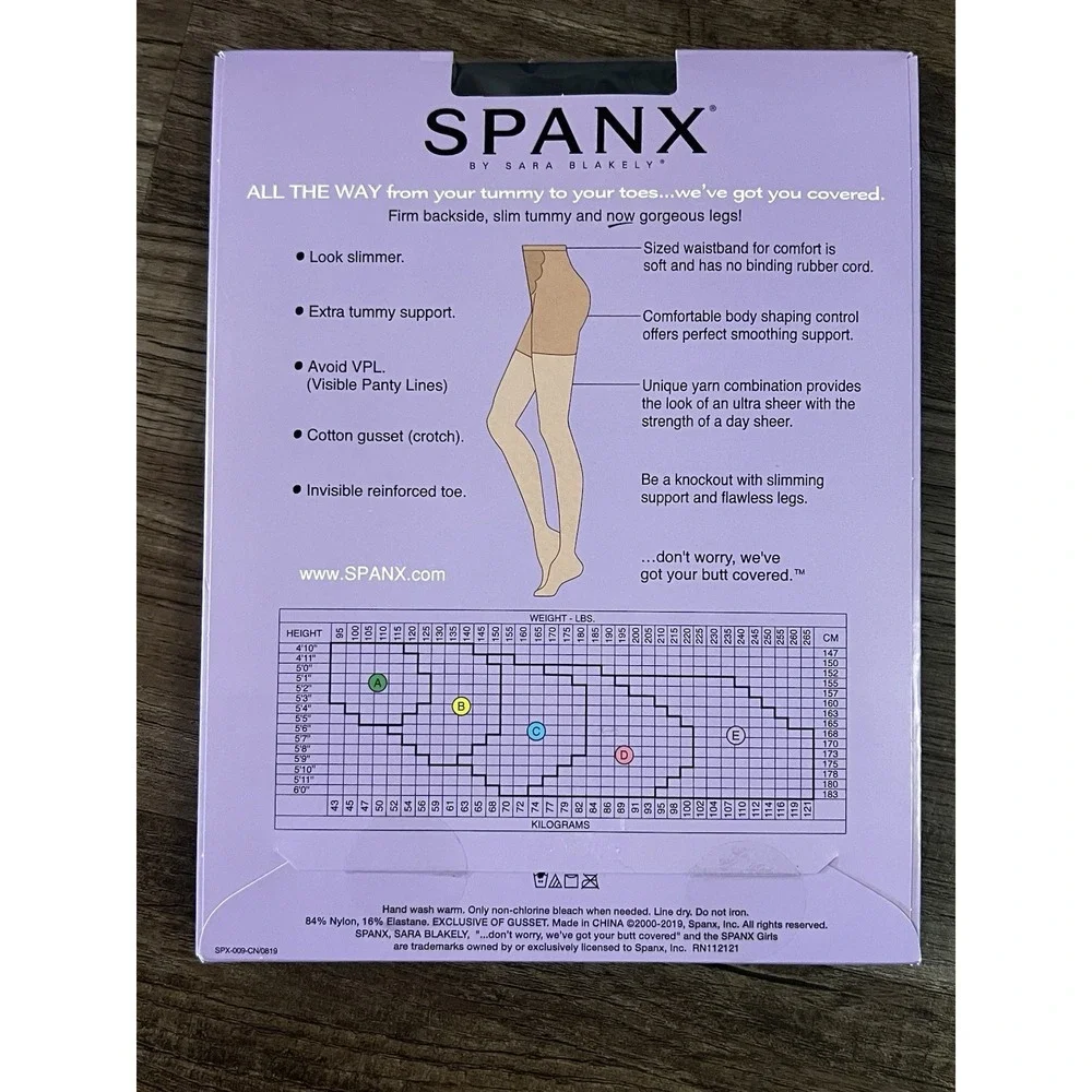 Spanx Leg Support All the Way Pantyhose Size D Black Super Control Reinforced